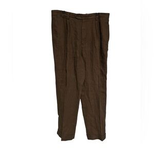 Daniel Cremieux Brown Pleated Linen Pants Size 36 / 29